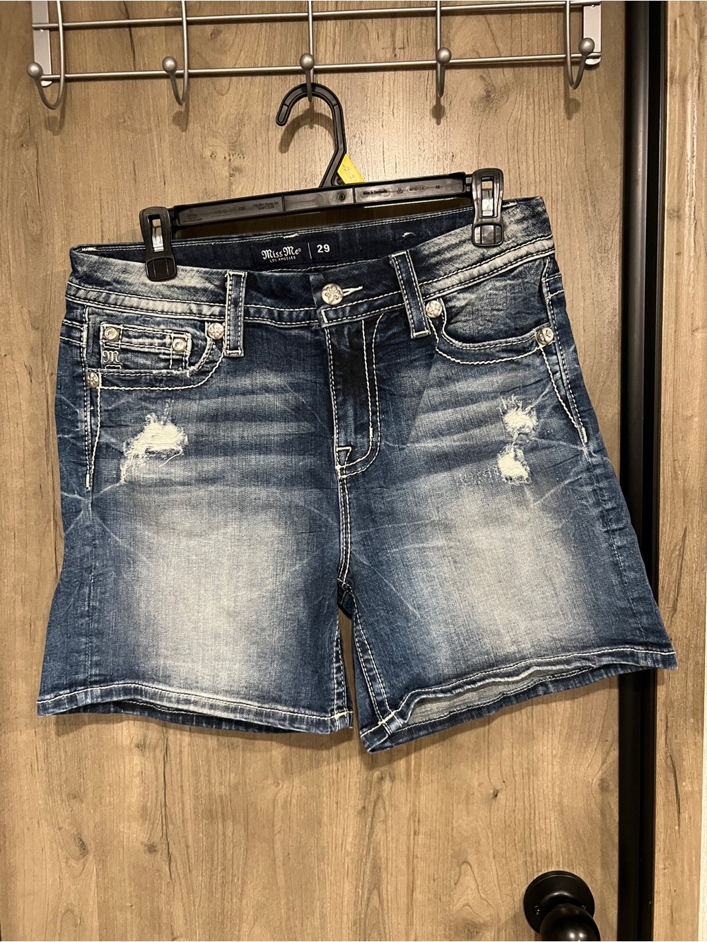 Miss Me Blue Washed Distressed Denim Shorts